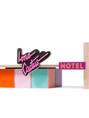 Candylab Lone Cactus Motel Playset with Yellow & Blue Toy Cars
